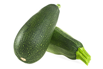 Pair of fresh green zucchini isolated on white background