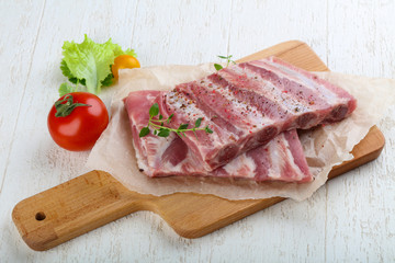 Raw pork ribs