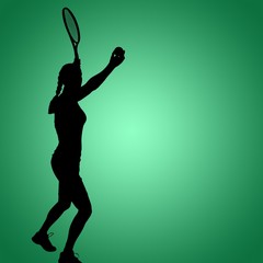 Composite image of female athlete playing tennis