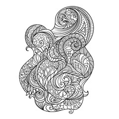 Hand-drawn design, black and white pattern in a zentangle style