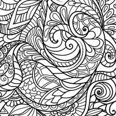 black and white pattern in a zentangle style, Hand-drawn design illustration