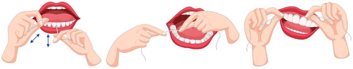 Process of flossing teeth
