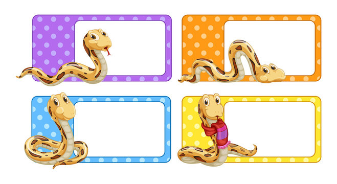 Polkadot labels with snakes