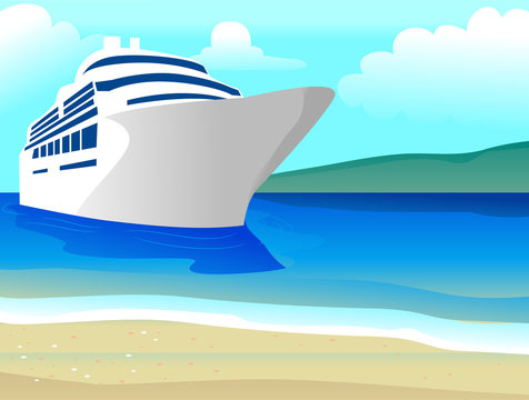 Vector Illustration of Ship on the Beach