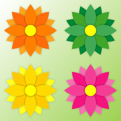 Fototapeta na wymiar Color paper flowers. Summer floral background. Vector illustration