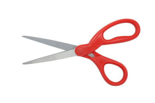 Red scissors on isolated white background
