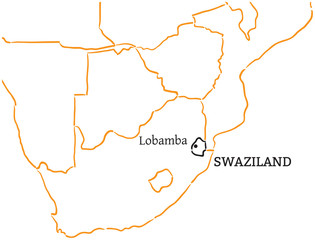 Swaziland hand-drawn sketch map