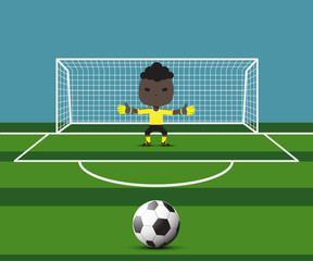 Fototapeta premium soccer goalkeeper preparing for a penalty kick on the gate
