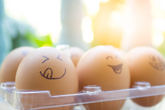 funny eggs with painted face