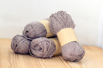grey yarn rolls