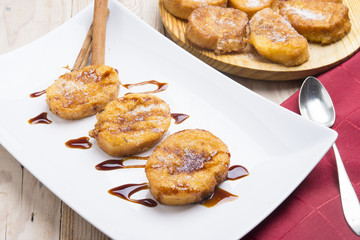 plate with torrijas, typical spanish