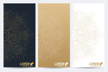 Modern set of vector flyers. Molecule and communication background