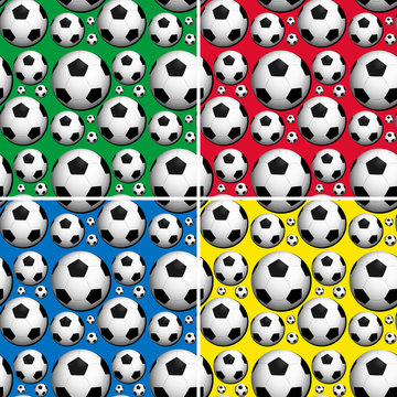Seamless soccer balls on colors background