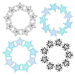 Stars frame isolated decoration set. Sketchy hand drawn vector illustration