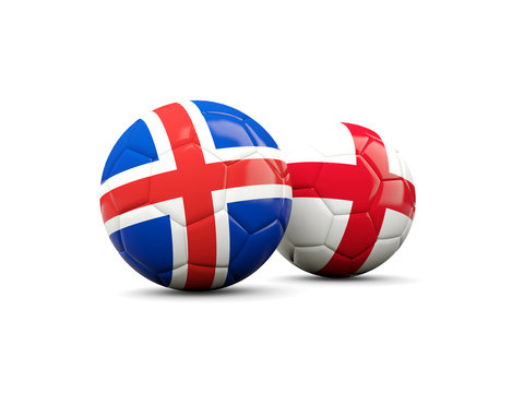 England and Iceland soccer balls