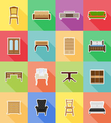 furniture set flat icons vector illustration