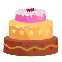 Sweets cakes with different stuffing, chocolate dessert vector illustration set