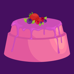 Vector cake icon set, Birthday food, sweet dessert, isolated illustration.