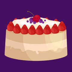 Vector cake icon set, Birthday food, sweet dessert, isolated illustration.