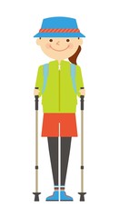Fototapeta premium 登山 女性 イラスト