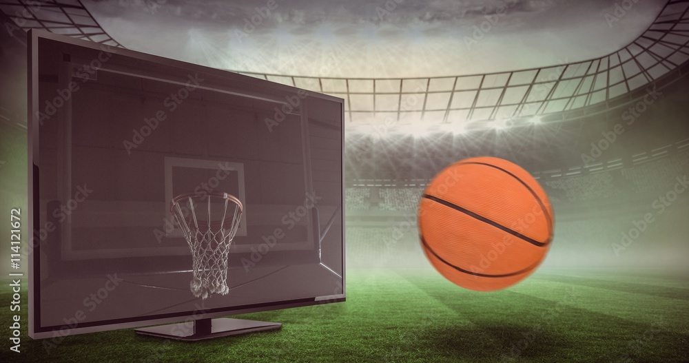 Poster composite image of view of a baskektball