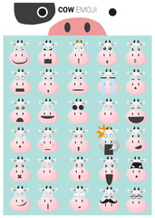Cow emoji icons, vector, illustration