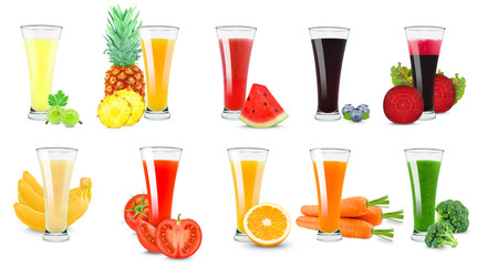 fruit juices isolated