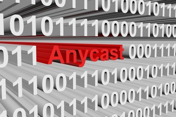 Anycast in the form of binary code, 3D illustration