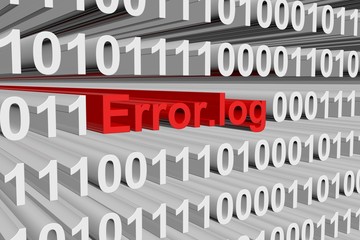 error log in the form of binary code, 3D illustration