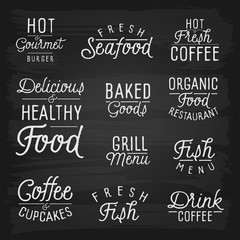 Fototapeta na wymiar Hand drawn lettering slogans for cafe and restaurant