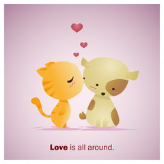 Cute Animals Collection Love is all around 1 ,vector,illustration