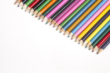 Color pencils isolated on white background.