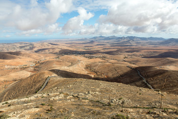 Volcanic Lanscape. Panoramic view  on  Fuerteventura from Mirador Morro Velosa, Fuerteventura, Canary Island, Spain