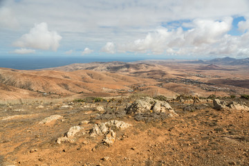 Volcanic Lanscape. Panoramic view  on  Fuerteventura from Mirador Morro Velosa, Fuerteventura, Canary Island, Spain