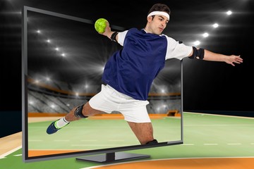 Composite image of sportsman throwing a ball