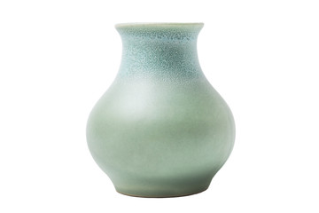 Ceramic blue turquoise dyed vase on isolated background