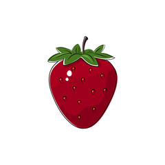 Red Berry Strawberry Isolated on White, Fruit Strawberry , Vector Illustration