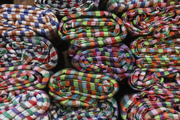 Thai style handmade fabric in the market.
