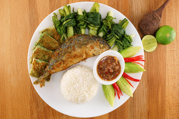 Thai Shrimp Paste Sauce with Rice Set, Focus Selection