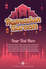 Ramadan kareem poster festival with red color style. Great for card, poster and banner.