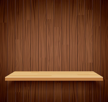 Vector empty wooden shelf background.Empty wood for your product