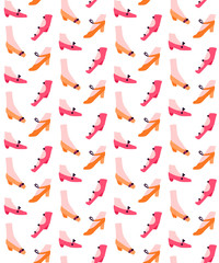 Beautiful retro woman shoes seamless pattern. 