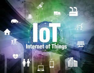 Obraz premium various smart devices and mesh network, internet of things, wireless sensor network, abstract image visual