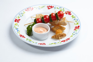 chicken kebab with sauce