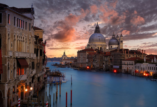 Venice, a romantic city, at sunrise