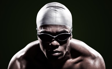 Composite image of swimmer ready to dive