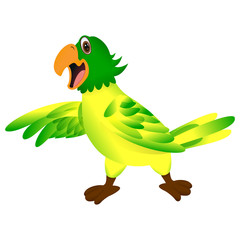 Green yellow parrot cartoon