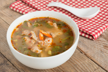 Hot and spicy soup pork cartilage with Thai herb.