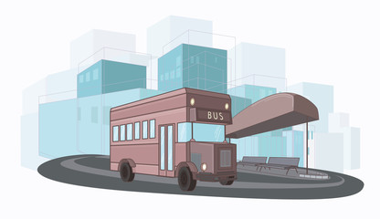 Urban сolorful vector illustration of city bus