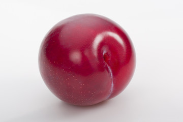 Red plum on white background